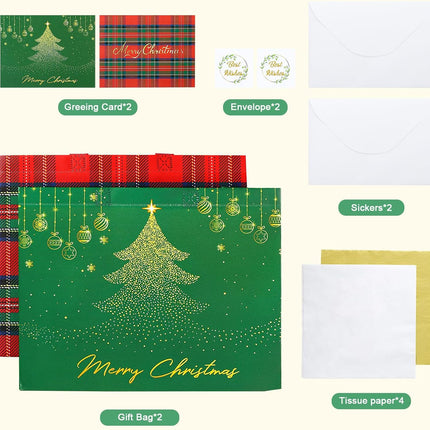 2 Pack 13" Large Christmas Gift Bags – Reusable Non-Woven Tote with Handles
