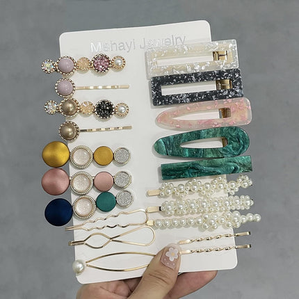 20PCS Macaron Pearl Hair Clips Set Acrylic Barrettes for Women Girls
