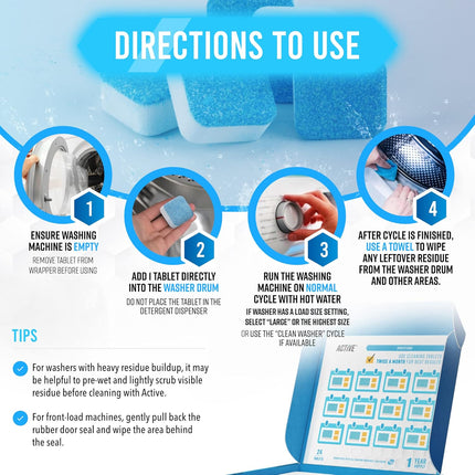 Washing Machine Cleaner Tablets 24 Pack HE Washer Descaler 12 Month Supply