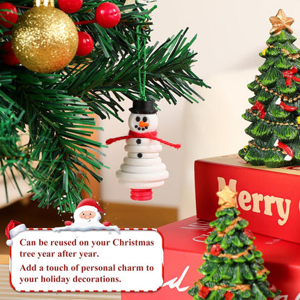 4 pcs DIY Holiday Button Ornament Kit Santa, Snowman, Angel & Christmas Tree Set