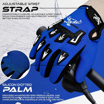 Youth Motocross Gloves for BMX Dirt Bike, Non-Slip Grip, Breathable Lightweight Gear