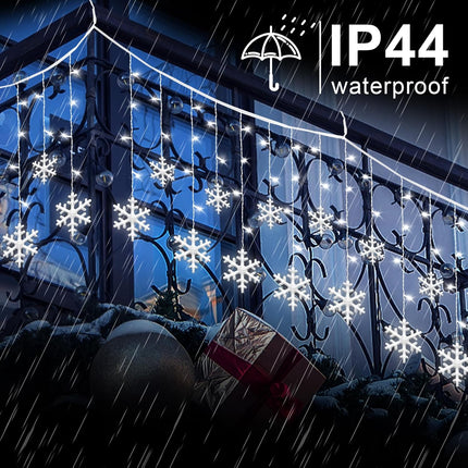 Christmas Snowflake Curtain Lights – 16.4ft 288 LED 8 Modes Cool White