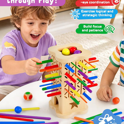 Montessori Wooden Board Game Fine Motor Color Matching Toy Kids Ages 3-8