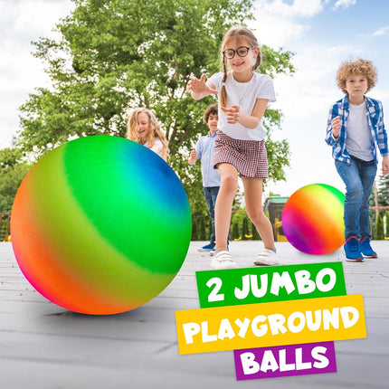 18 Inch Rainbow Playground Ball Jumbo Inflatable Kickball with Hand Pump