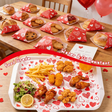 160 Pcs Valentine’s Day Heart Wax Paper: Food, Deli, & Sandwich Wraps for Parties