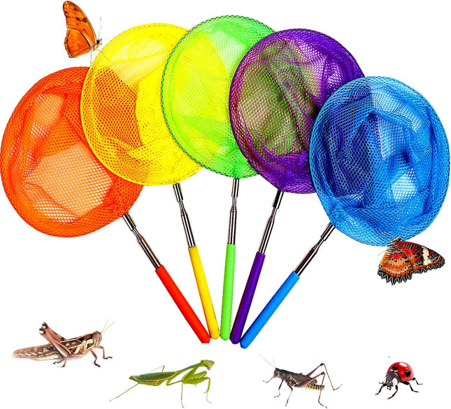 Kids Bug Catching Net with Extendable 34in Handle, Butterfly Fishing Net