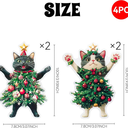 4PCS Black & White Cat Christmas Ornaments – Acrylic Tree Decorations 2025