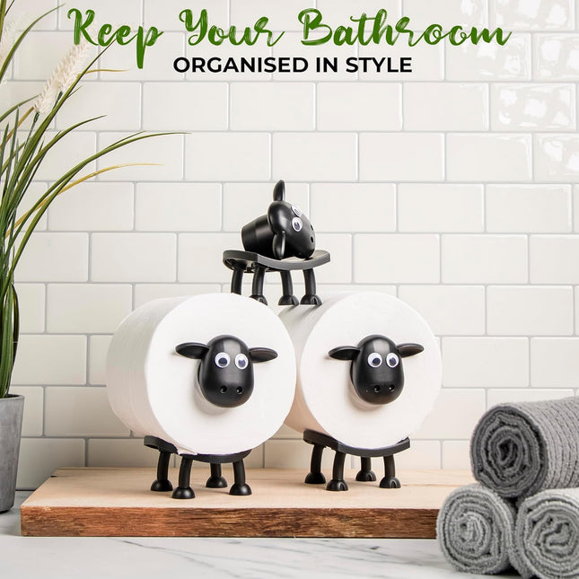 3D Printed Sheep Toilet Roll Holder – Funny Black Sheep Tissue Storage, Set of 3