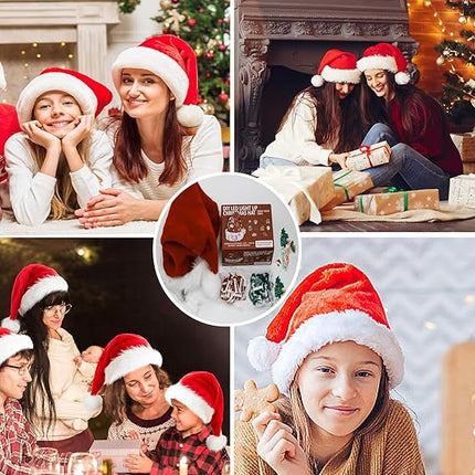 DIY Christmas Hat Set – Santa Hats with LED Lights, Stickers & Ornaments