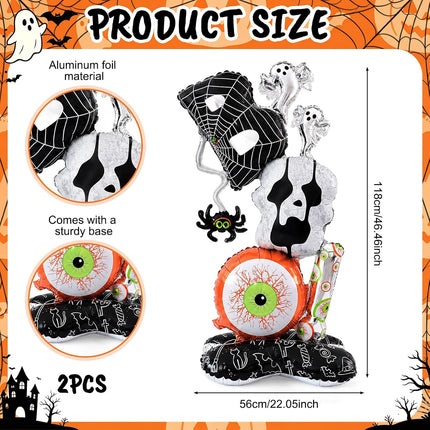 2-Pack 3.8FT Standing BOO Balloons with Base, Halloween Party & Haunted House Decor
