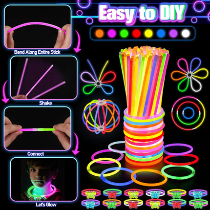 150PCS Glow in the Dark Party Supplies for Kids & Adults, Glow Sticks & Accessories