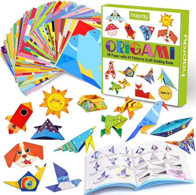 Origami Kit for Kids, 98 Sheets, 47 Patterns, Beginner DIY Craft Set