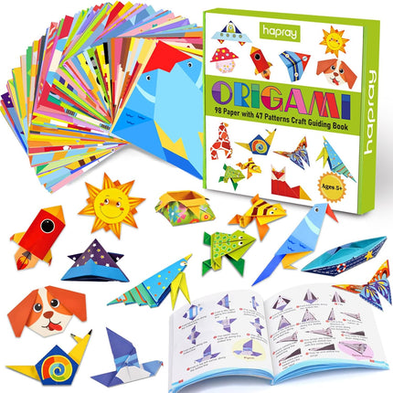 98-Piece Origami Kit for Kids, 47 Patterns, 49-Page Guide, DIY Craft Ages 5+