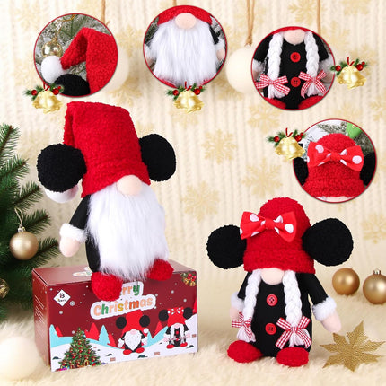 2PCS Christmas Mouse Gnomes, Swedish Tomte Plush Santa Elf Scandinavian Gnome Decorations
