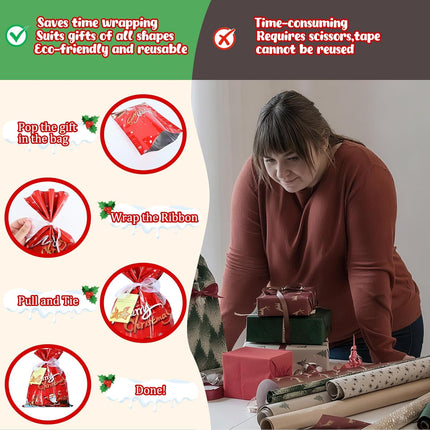 20-Piece Christmas Gift Bags Set, Assorted Sizes & 9 Styles Santa Gift Wrapping & Holiday Decor