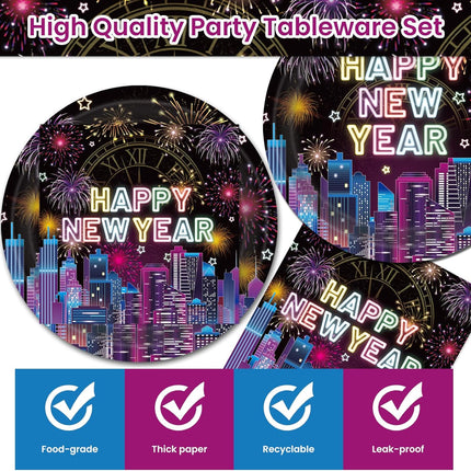 20-Piece New Years Eve Tableware – Plates & Napkins for Party Celebrations