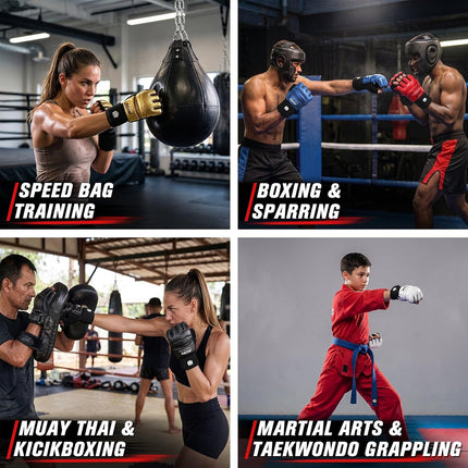 MMA Half Finger Boxing Gloves PU Leather Training Mitts for Kickboxing & Muay Thai