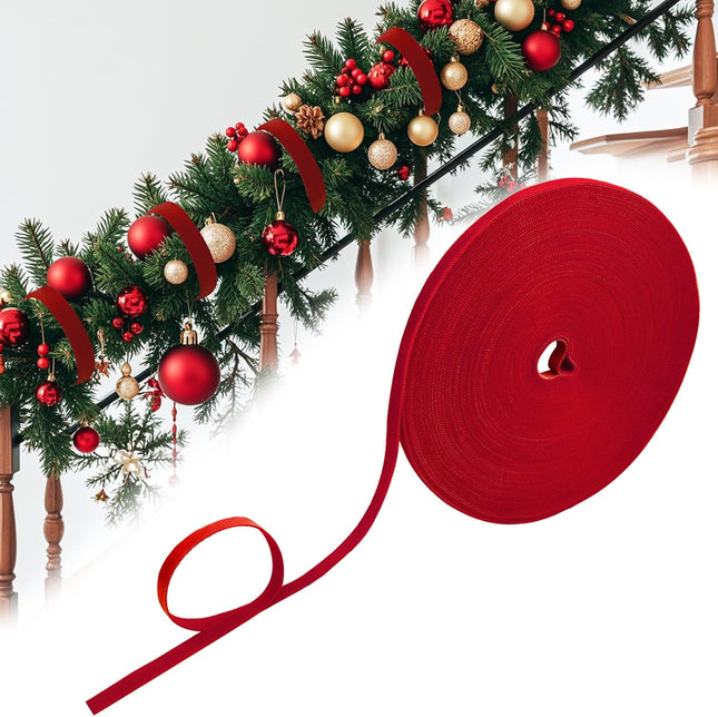 Christmas Wreath & Garland Ties 120Ft – Red Nylon Adjustable Straps