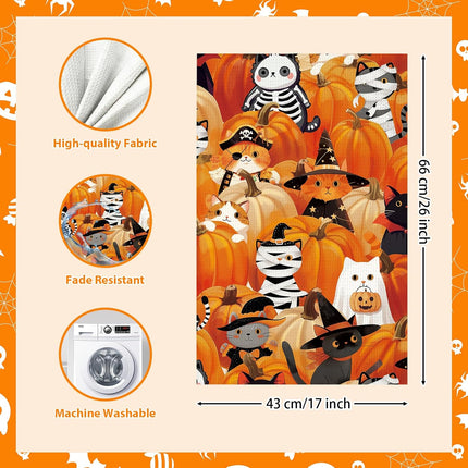 Cat Lover Kitchen Towels 2-Pack, Pumpkin Waffle Towels for Christmas & Fall