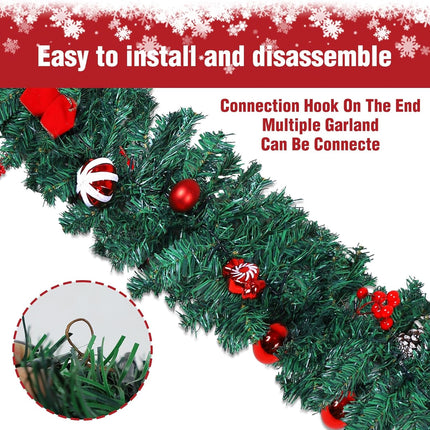 2 Pack 9 FT LED Garland – Multi-Function Xmas Decor with Pinecones & Berries