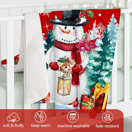 Christmas Blanket, Soft Red Snowman Throw Blanket for Holiday Home Decorations