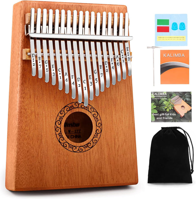 Kalimba Thumb Piano, 17-Key Mbira, Portable, Includes Instruction & Tune Hammer