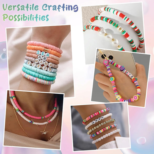 5300 Clay Beads Bracelet Kit – Stocking Stuffer Arts & Crafts Gift for Kids 8-12