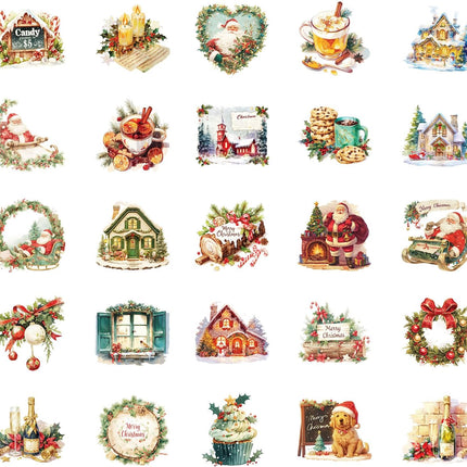 50 PCS Waterproof Christmas Stickers – Holiday Decals for Kids & Scrapbooking