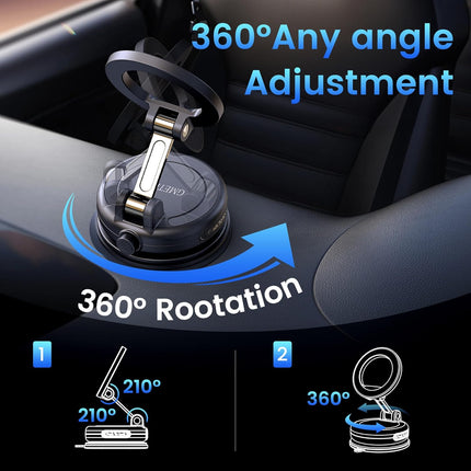 Car Phone Holder for MagSafe, 360° Rotation, Dual-Axis, Suction Mount for iPhone