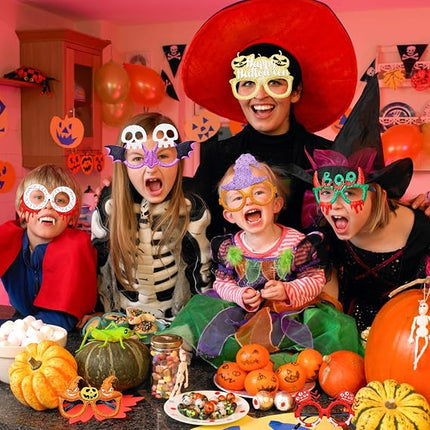 12-Piece Halloween Glitter Glasses, Fun Photo Booth Props & Party Favors