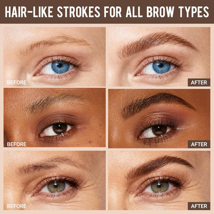 2 Pack Eyebrow Pencil Dark Brown 4 Tip Brow Pen Natural Hair Strokes