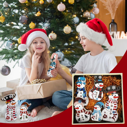 5Pcs Snowman Christmas Table Decor Rustic Wooden Winter Centerpieces