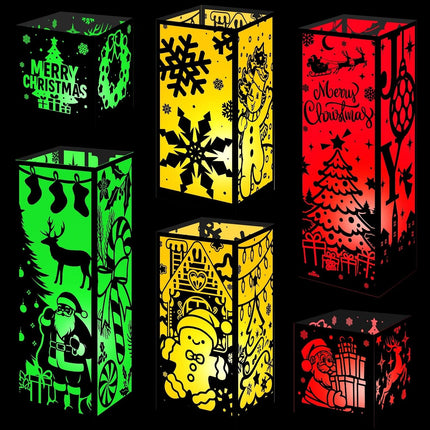6PCS Merry Christmas LED Lantern Table Centerpieces 3 Sizes Holiday Decor