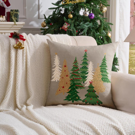 2-Pack 18x18" Gray Christmas Pillow Covers – Holiday Decor for Sofa & Bed