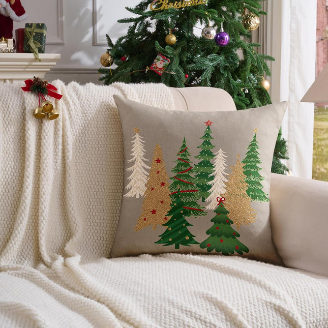 2-Pack 18x18" Gray Christmas Pillow Covers – Holiday Decor for Sofa & Bed