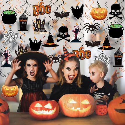 36-Piece Halloween Hanging Swirls, Ghost Pumpkin Skull Ceiling Party Decorations