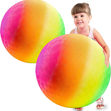 18 Inch Rainbow Playground Ball Jumbo Inflatable Kickball with Hand Pump