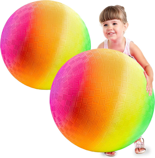 18 Inch Rainbow Playground Ball Jumbo Inflatable Kickball with Hand Pump