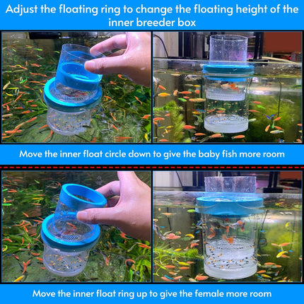 Fish Tank Breeder Box Set 2 Piece Floating Aquarium Hatchery Isolation Separator
