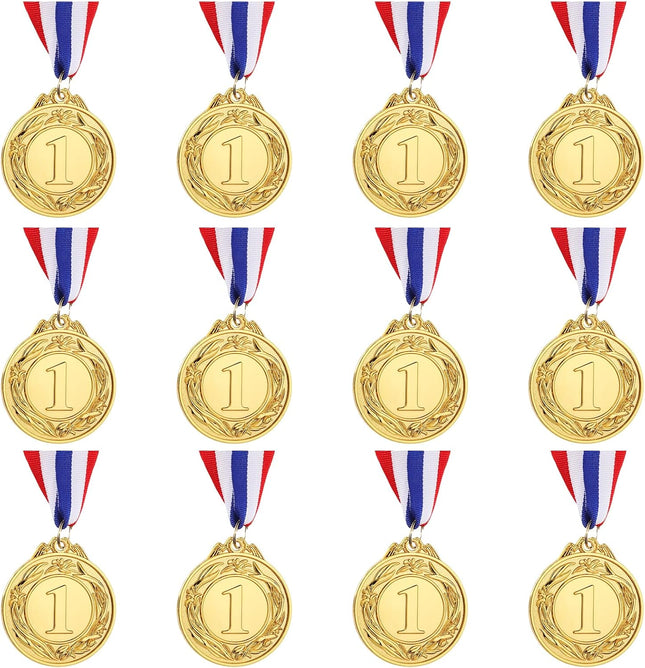 12 Piece Winner Award Medals 2 Inch Zinc Alloy Olympic Sports Champions Gold Silver Bronze
