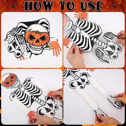 4-Piece Hanging Halloween Skeleton Ghosts, Scary Indoor Outdoor Haunted House Decor