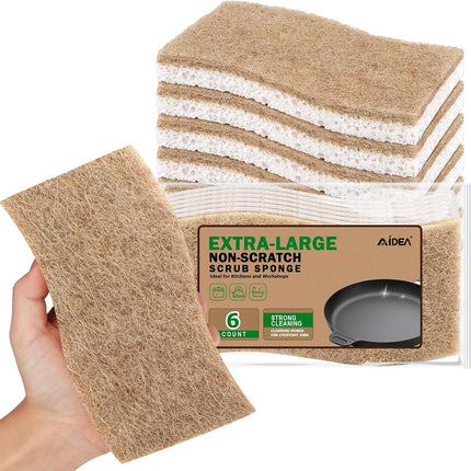 6 Pack Kitchen Scrub Sponges Non-Scratch, Large Cellulose Sponges,