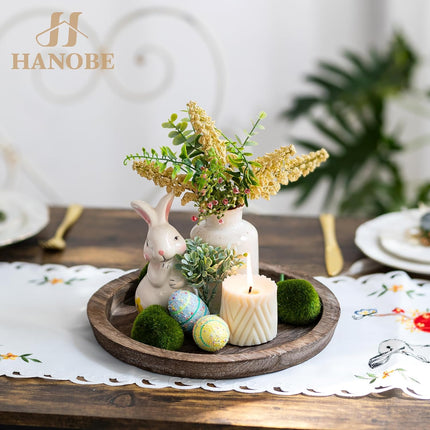 Rustic Wooden Tray – Farmhouse Centerpiece for Coffee Table or Home Decor
