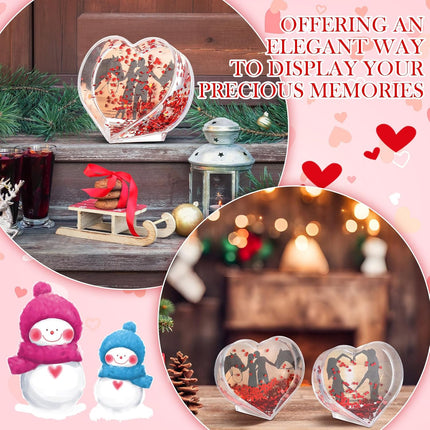 Christmas Glitter Photo Frame – Heart Acrylic Liquid Snow Globe 3.74x3.54"