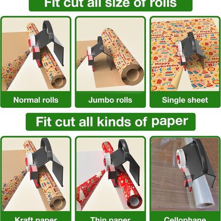 2-Pack Gift Wrap Cutter & Tape Dispenser – Includes 4 Tapes & 2 Blades Kit