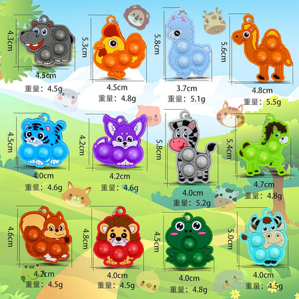 24-Pack Mini Animal Pop Keychain Fidget Toys – Party Favors & Stress Relief