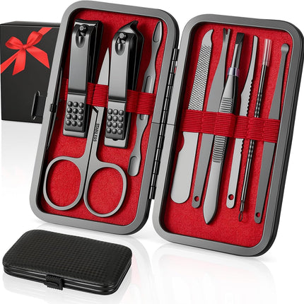 10-Pc Stainless Steel Nail Clipper Set, Professional Manicure Kit with Travel Case
