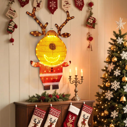 Lighted Reindeer Christmas Decor for Outdoor, Motion Sensor & Music 2-in-1 Yard Stake