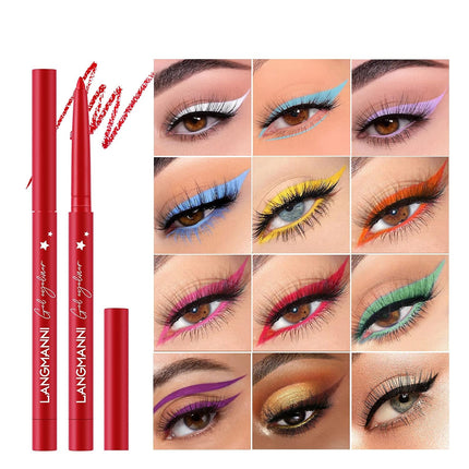 12 Colors Gel Eyeliner Pencil Set Matte Waterproof Smudge Proof Makeup