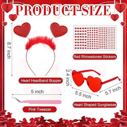Valentine’s Day Heart Headband & Sunglasses Set: Photo Prop & Party Favors for Women